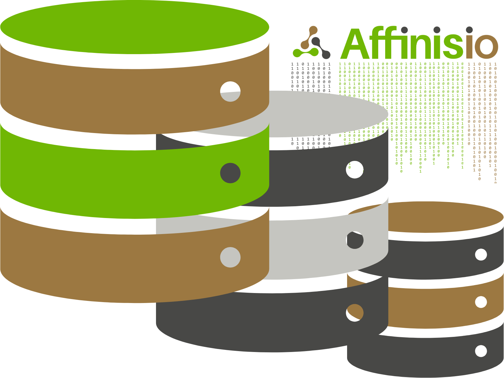 Stacked database cylinders indicating a choice between a database you already licence and the PostgreSQL deployment included