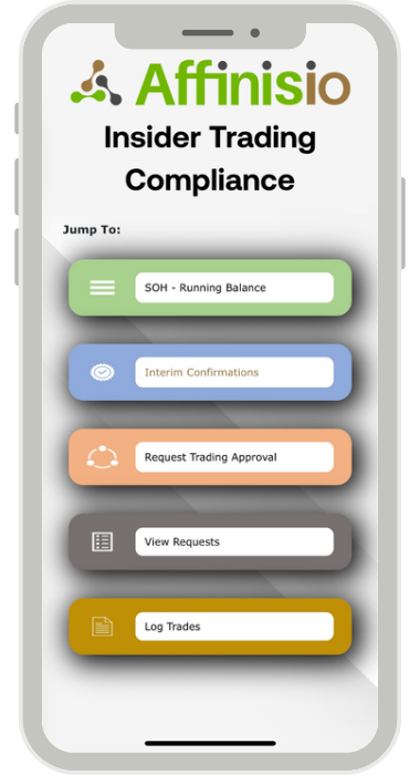 Affinisio(ITC) phone menu: running balance, interim confirmations, request trading approval, view requests, log trades